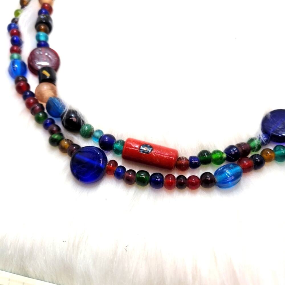 Colorful Glass Beaded Necklace Different Shapes Beads - Picture 2 of 5